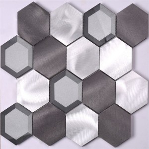 Tuile de mosaïque en verre d'hexagone en verre en métal en métal pour le dosseret de mur de cuisine