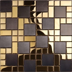 HSW18138 tuiles de mosaïque dorées de mélange noir de forme carrée