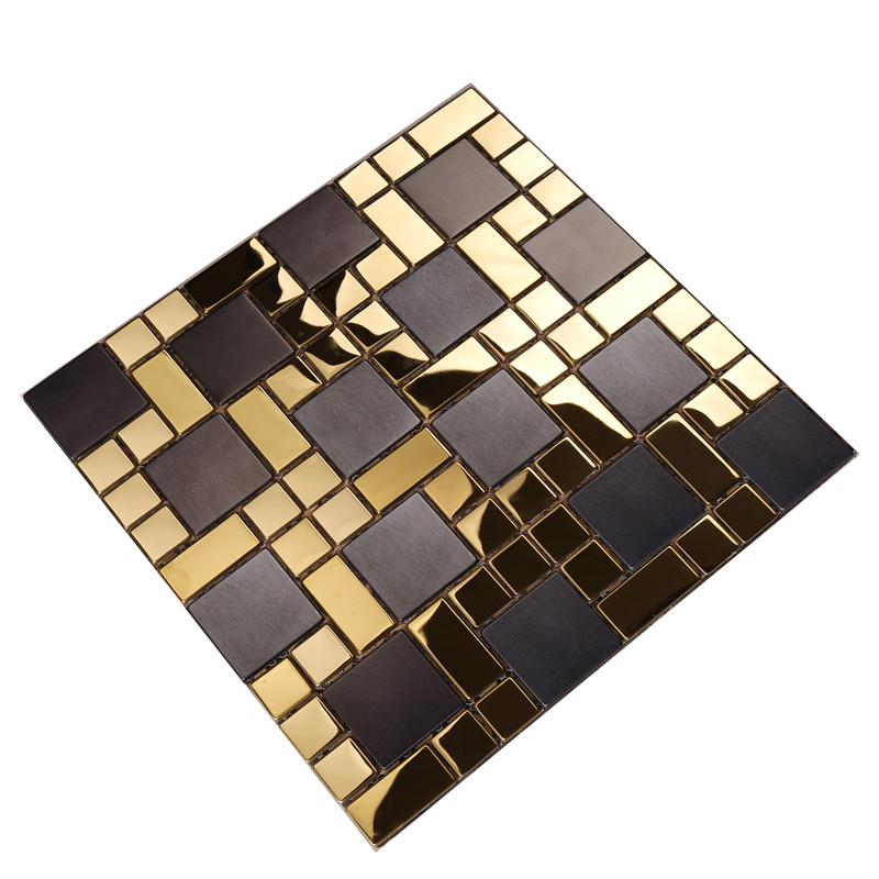 HSW18138 tuiles de mosaïque dorées de mélange noir de forme carrée