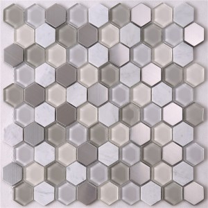 Carreaux de mosaïque en verre en forme de diamant hexagonal