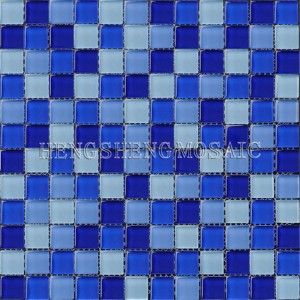 HXB104 tuiles de mosaïque en verre carrées antidérapantes pour tuiles de mosaïque de piscine bon marché bleu