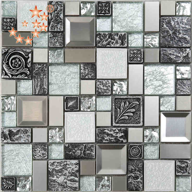 Nouveau produit Foiling Glass Résine de dosseret en résine mixte en acier inoxydable lowesSculpture mosaïque en dosseret