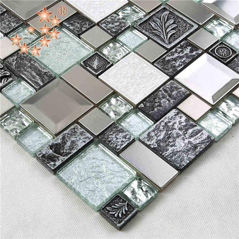 Nouveau produit Foiling Glass Résine de dosseret en résine mixte en acier inoxydable lowesSculpture mosaïque en dosseret