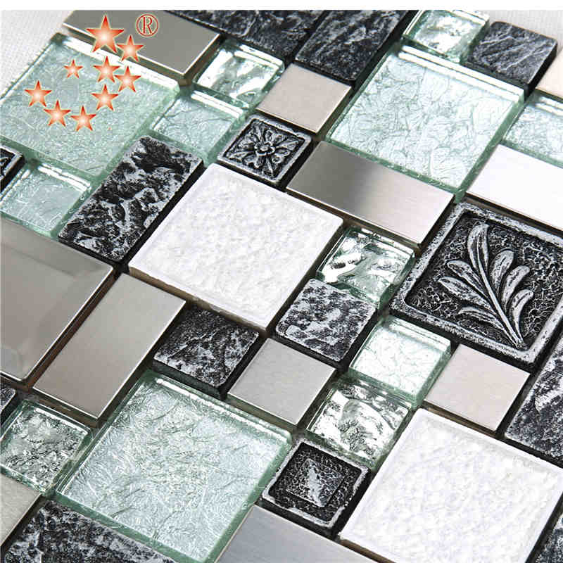 Nouveau produit Foiling Glass Résine de dosseret en résine mixte en acier inoxydable lowesSculpture mosaïque en dosseret