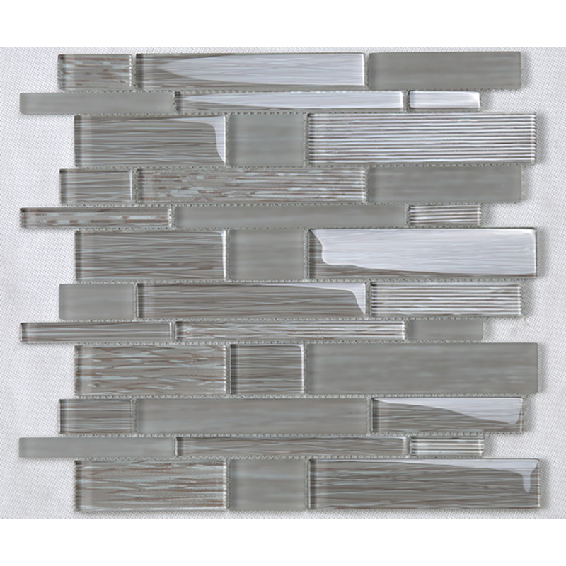 Verre En Cristal Aléatoire Bande Mixte Mosaïque Arrière Splash Tile Gris