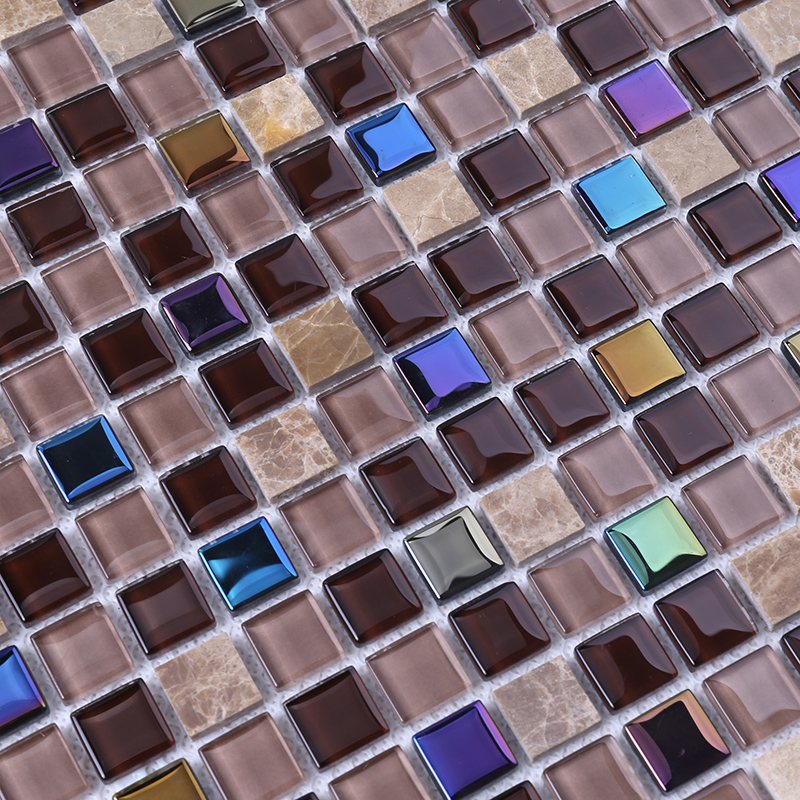 Mur de salle de bains décoratif irisé carrelage en verre mosaïque mixte dosseret en céramique à vendre