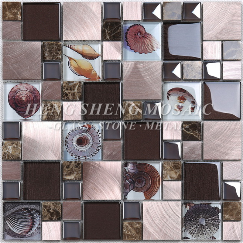 HYC12 En Gros Antique Ice Crackle Céramique Mixte Verre Métal Mosaïque Subway Tile Pour La Cuisine Backsplash