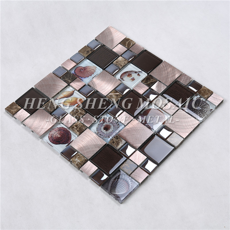 HYC12 En Gros Antique Ice Crackle Céramique Mixte Verre Métal Mosaïque Subway Tile Pour La Cuisine Backsplash