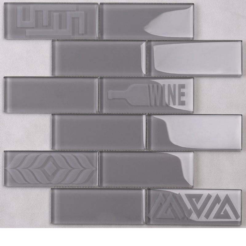 HSP53 Vente Chaude Cuisine Salle De Bains Motif Verre Brique Mosaïque Subway Tile Grey